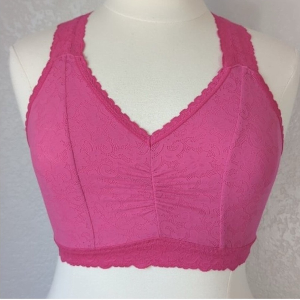 Cacique Hot Pink Racerback Bralette Size 14/16 1X